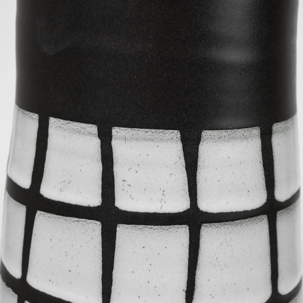 24" Black and White Modern Grid Ceramic Vase - Homeroots