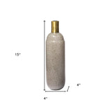 15" Cream Brown and Gold Glass Vase - Homeroots - Flyclothing LLC