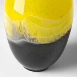 19" Lovely Yellow and Gray Handblown Spunglass Vase - Homeroots