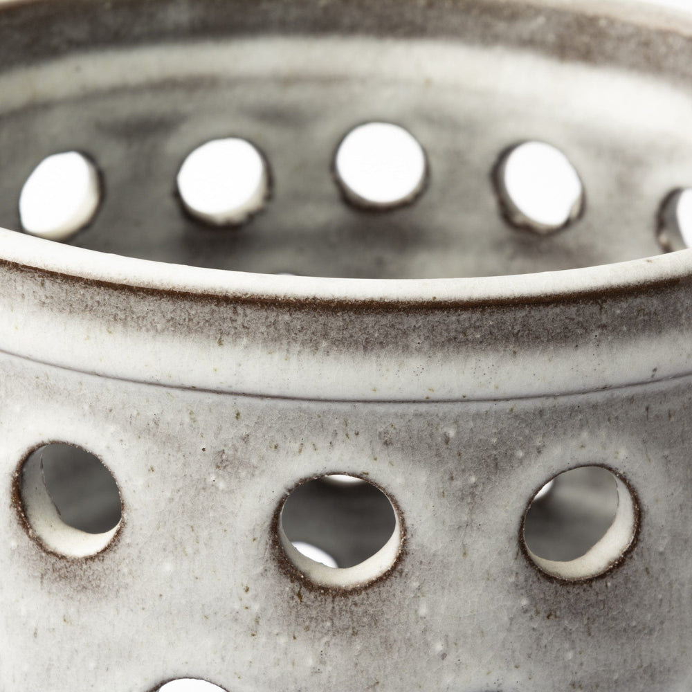 12" Organic White Glaze Pierced Dot Ceramic Vase - Homeroots - Flyclothing LLC