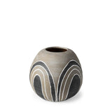 Brown Gray and White Arches Round Ceramic Vase - Homeroots - Flyclothing LLC