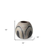 Brown Gray and White Arches Round Ceramic Vase - Homeroots - Flyclothing LLC