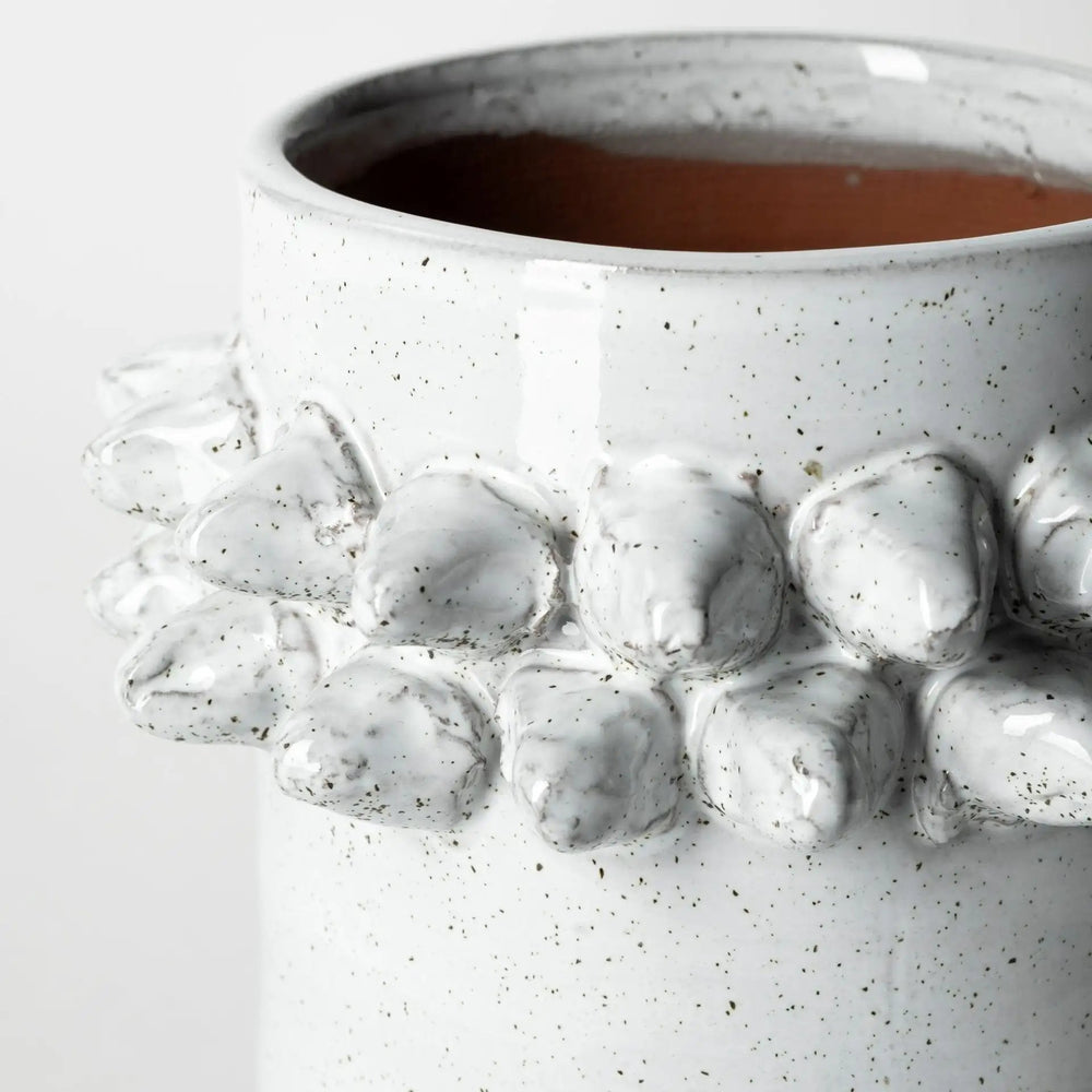 7" Organic Style Whitewash Spikely Ceramic Vase - Homeroots - Flyclothing LLC