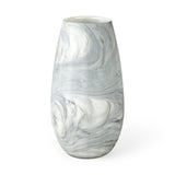 12" Gray and White Marble Design Glass Vase - Homeroots - Flyclothing LLC