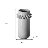 11" Organic Style Whitewash Spikely Ceramic Vase - Homeroots - Flyclothing LLC