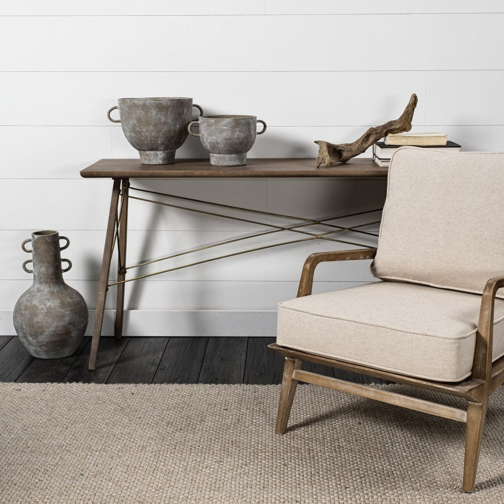 10" Rustic Organic Finish Whitewash Brown Ceramic Vase - Homeroots - Flyclothing LLC