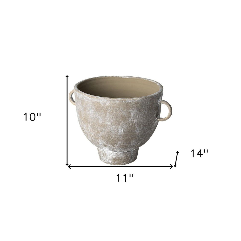 10" Rustic Organic Finish Whitewash Brown Ceramic Vase - Homeroots - Flyclothing LLC