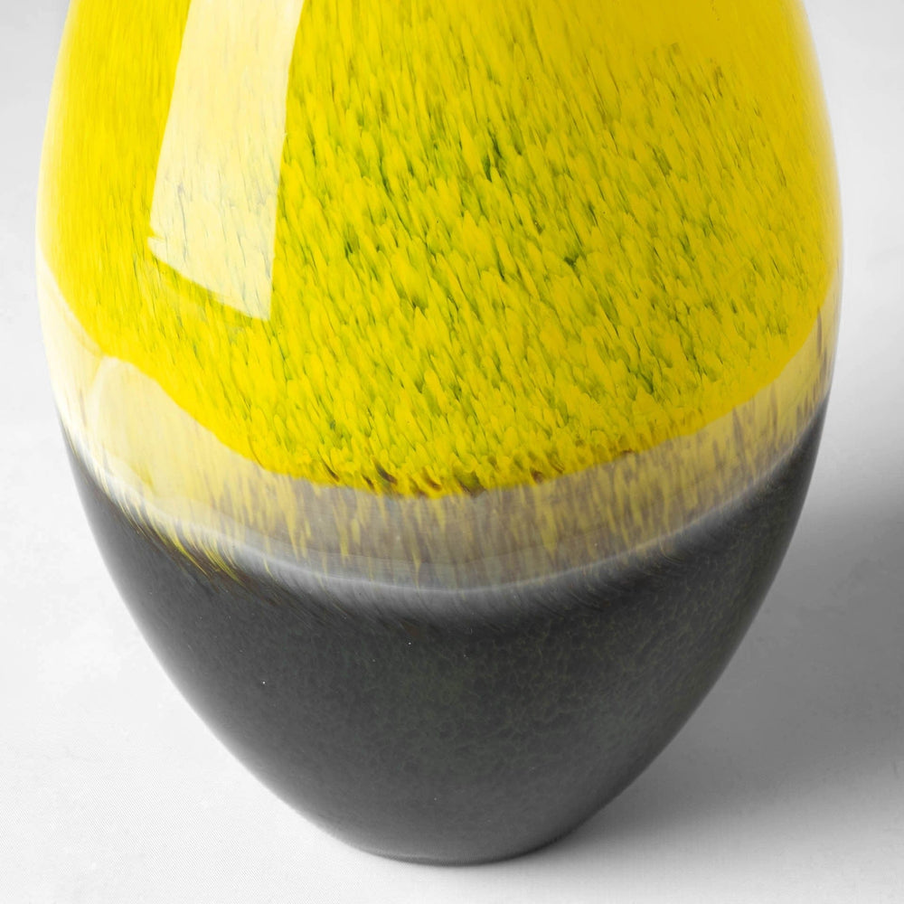 21" Lovely Yellow and Gray Handblown Spunglass Vase - Homeroots