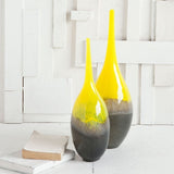 21" Lovely Yellow and Gray Handblown Spunglass Vase - Homeroots