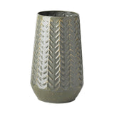 11" Green Organically Chevron Embossed Metal Vase - Homeroots - Flyclothing LLC