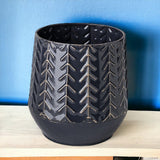 7" Navy Organically Embossed Chevron Metal Vase - Homeroots