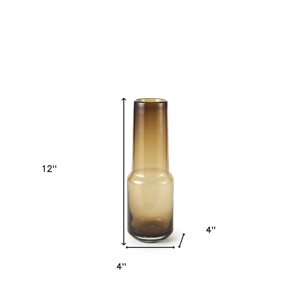 12" Brown Ombre Glass Vase - Homeroots - Flyclothing LLC