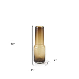 12" Brown Ombre Glass Vase - Homeroots - Flyclothing LLC