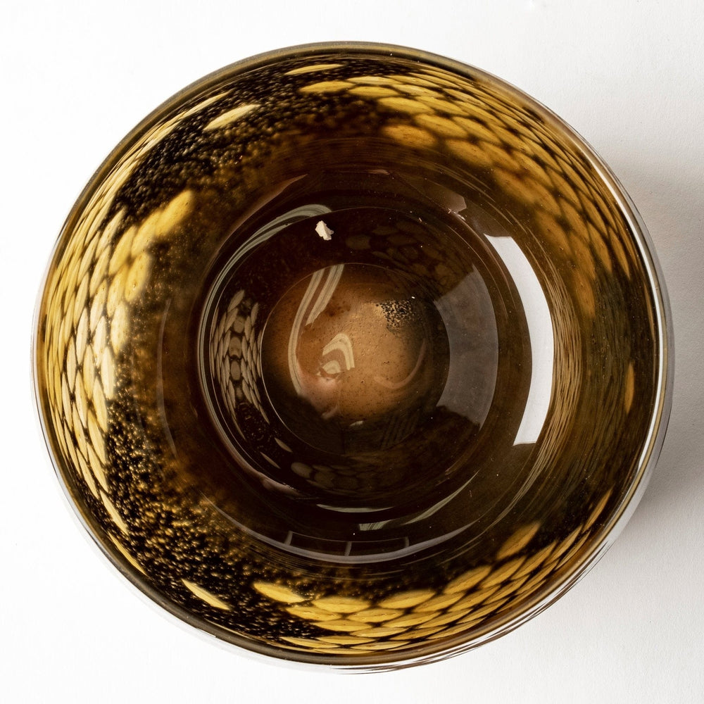 6" Black and Gold Artisan Bubble Glass Vase - Homeroots