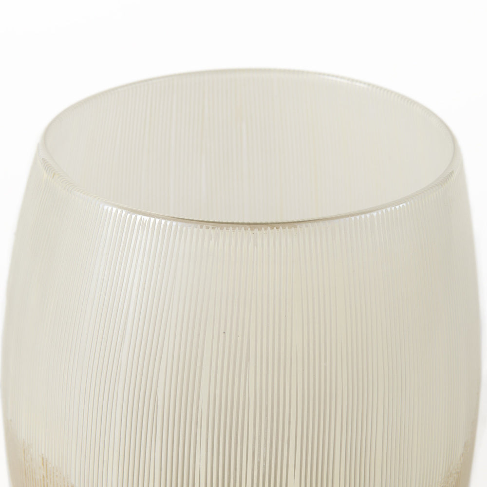 9" Creamy White and Gold Ombre Striped Long Glass Vase - Homeroots - Flyclothing LLC