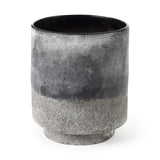 9" Black Brown and Gray Ombre Textured Ceramic Vase - Homeroots
