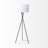 66" Black Tripod Floor Lamp With White Fabric Drum Shade - Homeroots - Flyclothing LLC