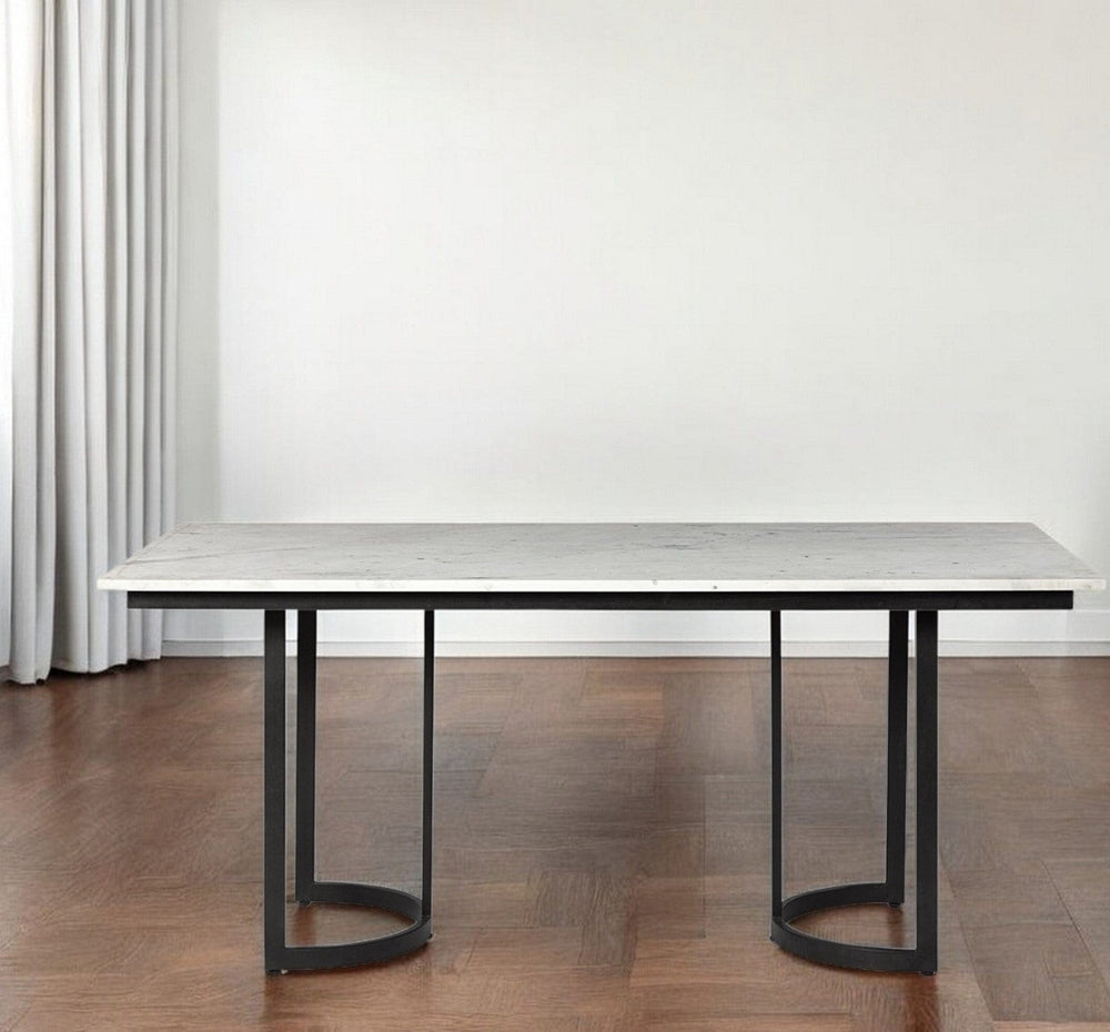71" White And Black Dining Table - Homeroots - Flyclothing LLC