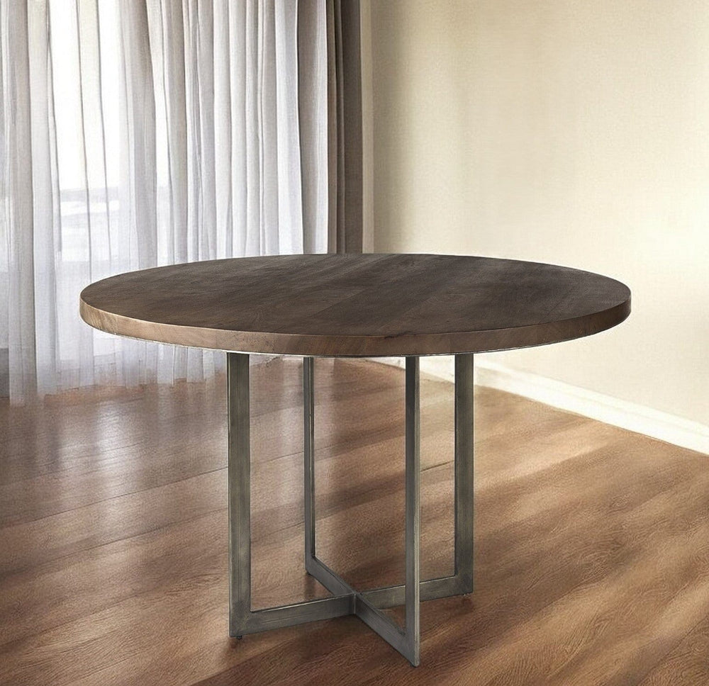 48" Brown And Gray Sled Base Dining Table - Homeroots - Flyclothing LLC