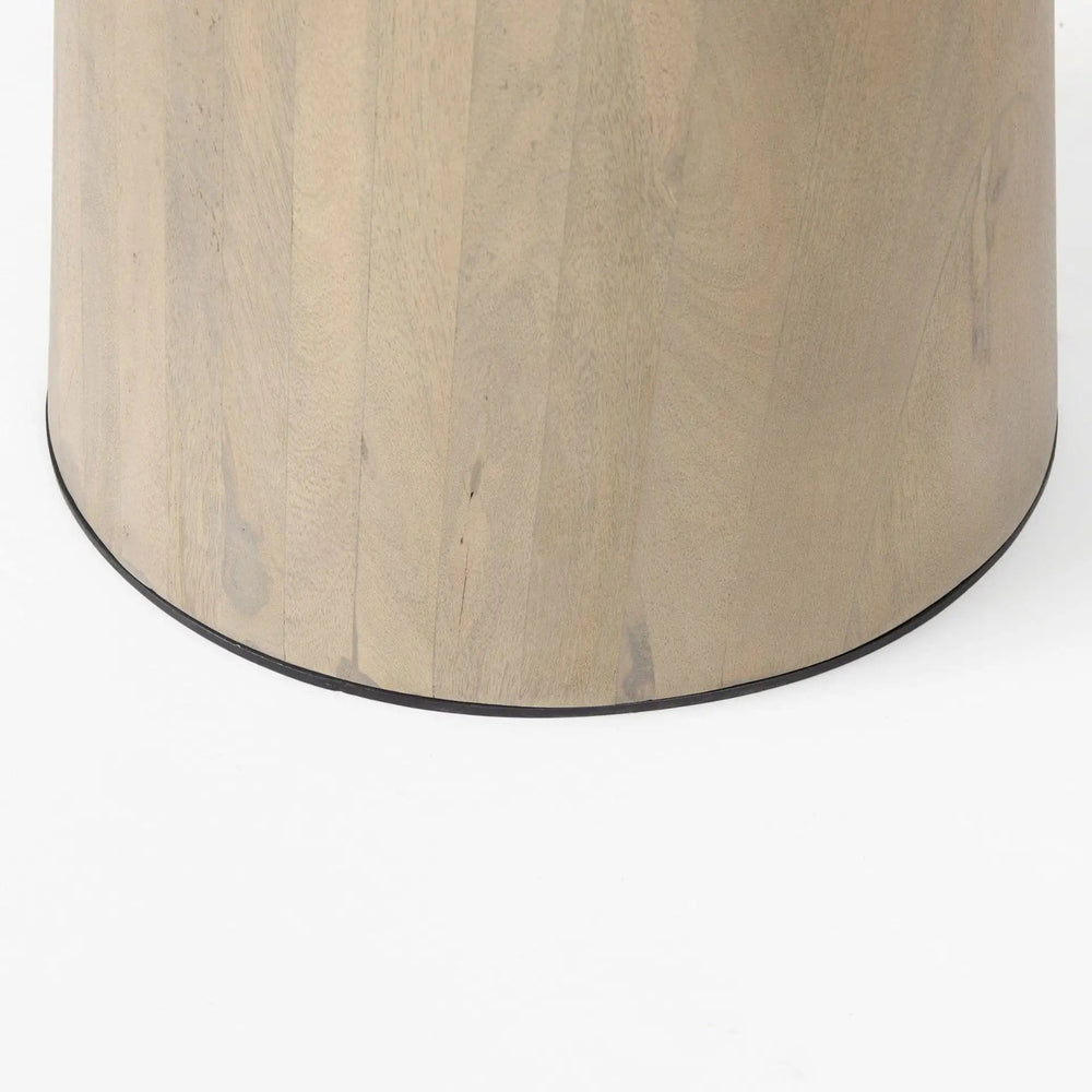 48" White And Natural Rounded Marble Pedestal Base Dining Table - Homeroots - Flyclothing LLC