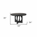 54" Black Rounded Solid Wood Pedestal Base Dining Table - Homeroots - Flyclothing LLC