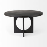 54" Black Rounded Solid Wood Pedestal Base Dining Table - Homeroots - Flyclothing LLC