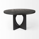 54" Black Rounded Solid Wood Pedestal Base Dining Table - Homeroots - Flyclothing LLC