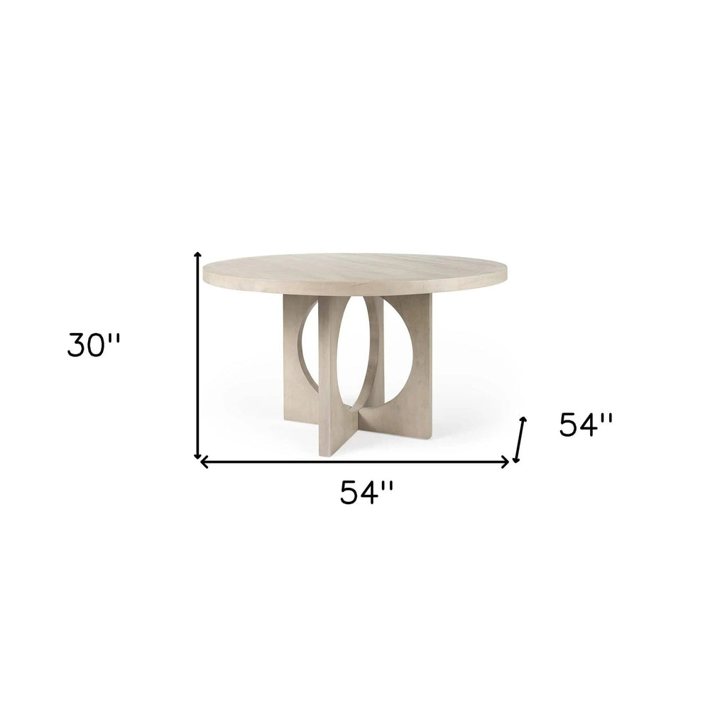 54" Natural Rounded Pedestal Base Dining Table - Homeroots - Flyclothing LLC