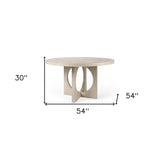 54" Natural Rounded Pedestal Base Dining Table - Homeroots - Flyclothing LLC