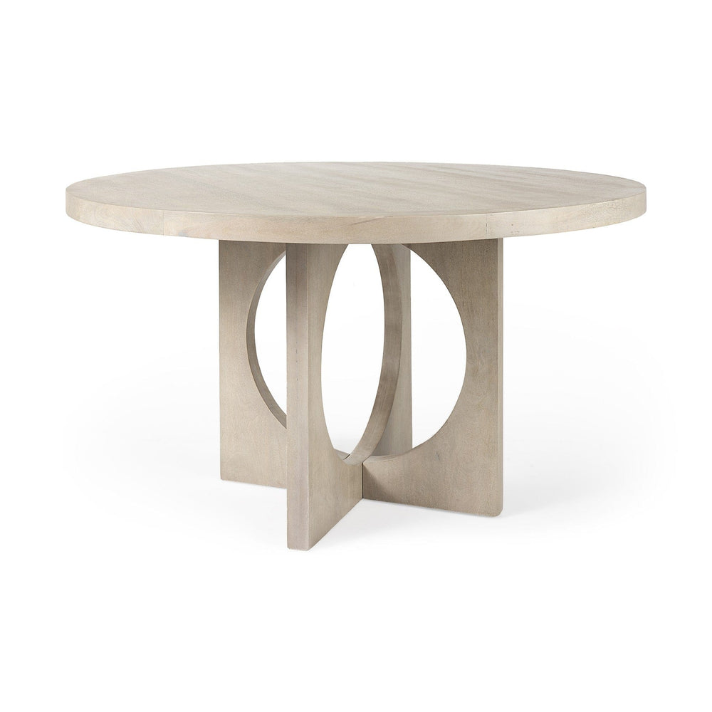 54" Natural Rounded Pedestal Base Dining Table - Homeroots - Flyclothing LLC
