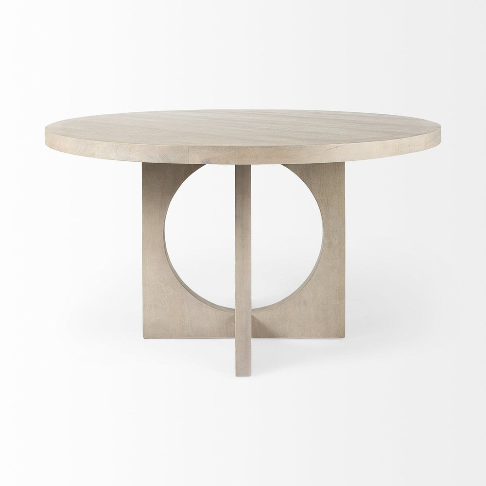 54" Natural Rounded Pedestal Base Dining Table - Homeroots - Flyclothing LLC