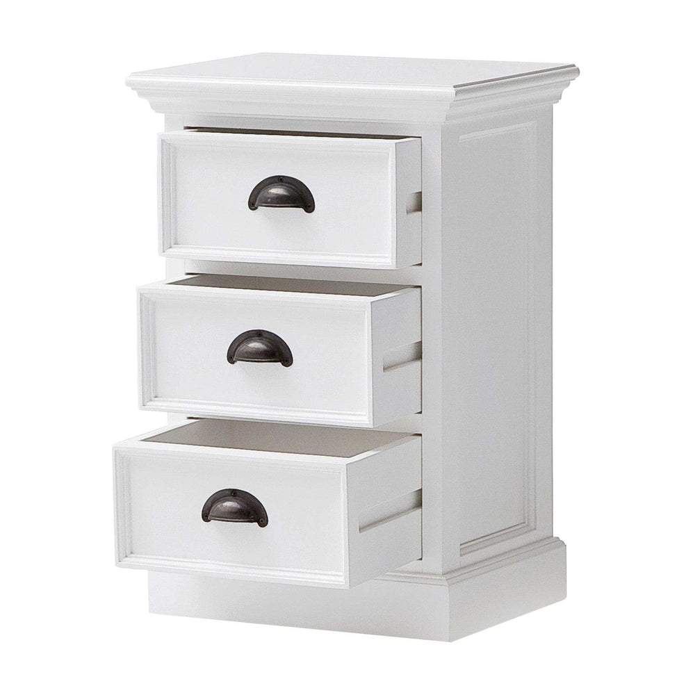 Classic White Three Drawer Nightstand - Homeroots - Flyclothing LLC