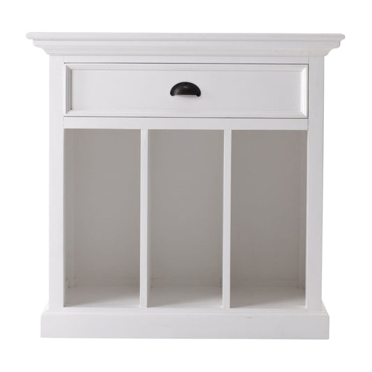 31" Distressed White Wood Nightstand with Dividers - Homeroots