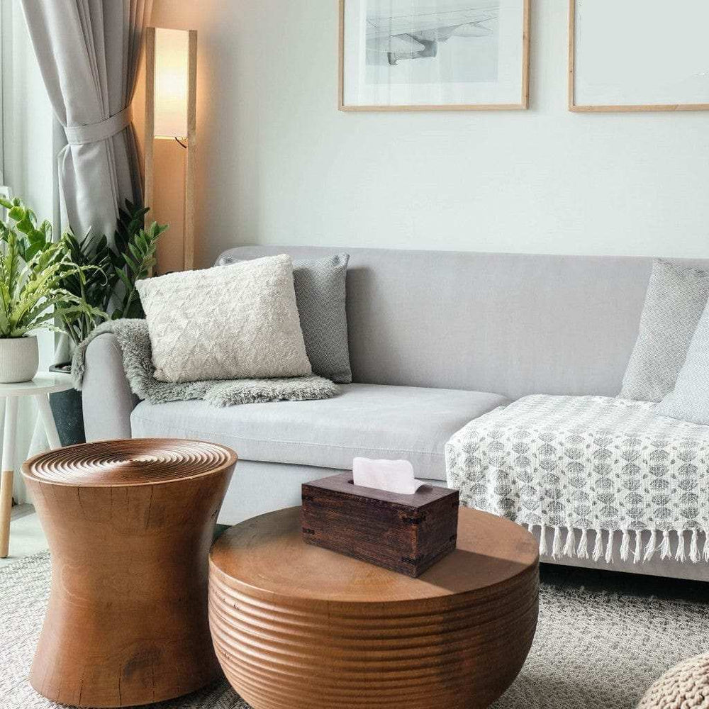 Dark Brown Mango Wood Rectangular Tissue Holder - Homeroots - Flyclothing LLC