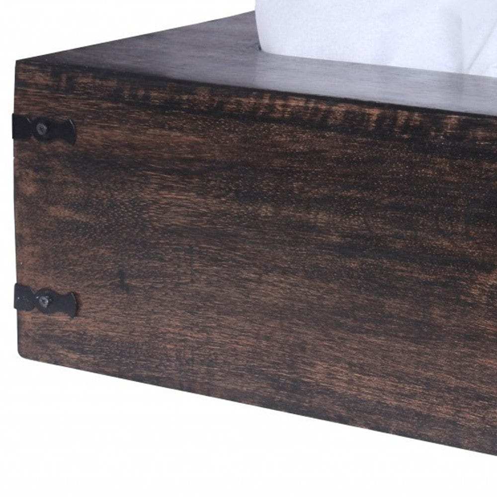 Dark Brown Mango Wood Rectangular Tissue Holder - Homeroots - Flyclothing LLC