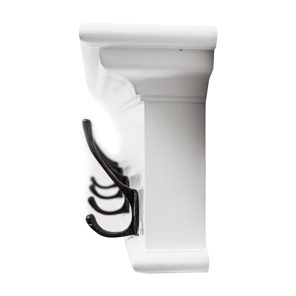 28" Classic White Wood Four Hook Hanging Coat Rack - Homeroots - Flyclothing LLC