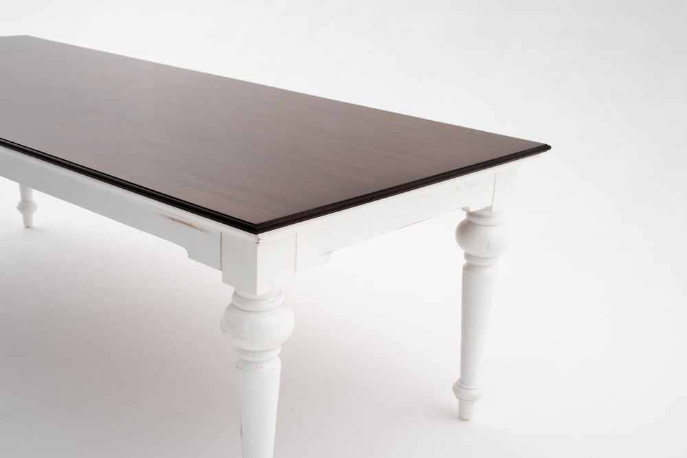 94" Dark Brown And White Solid Wood Dining Table - Homeroots - Flyclothing LLC
