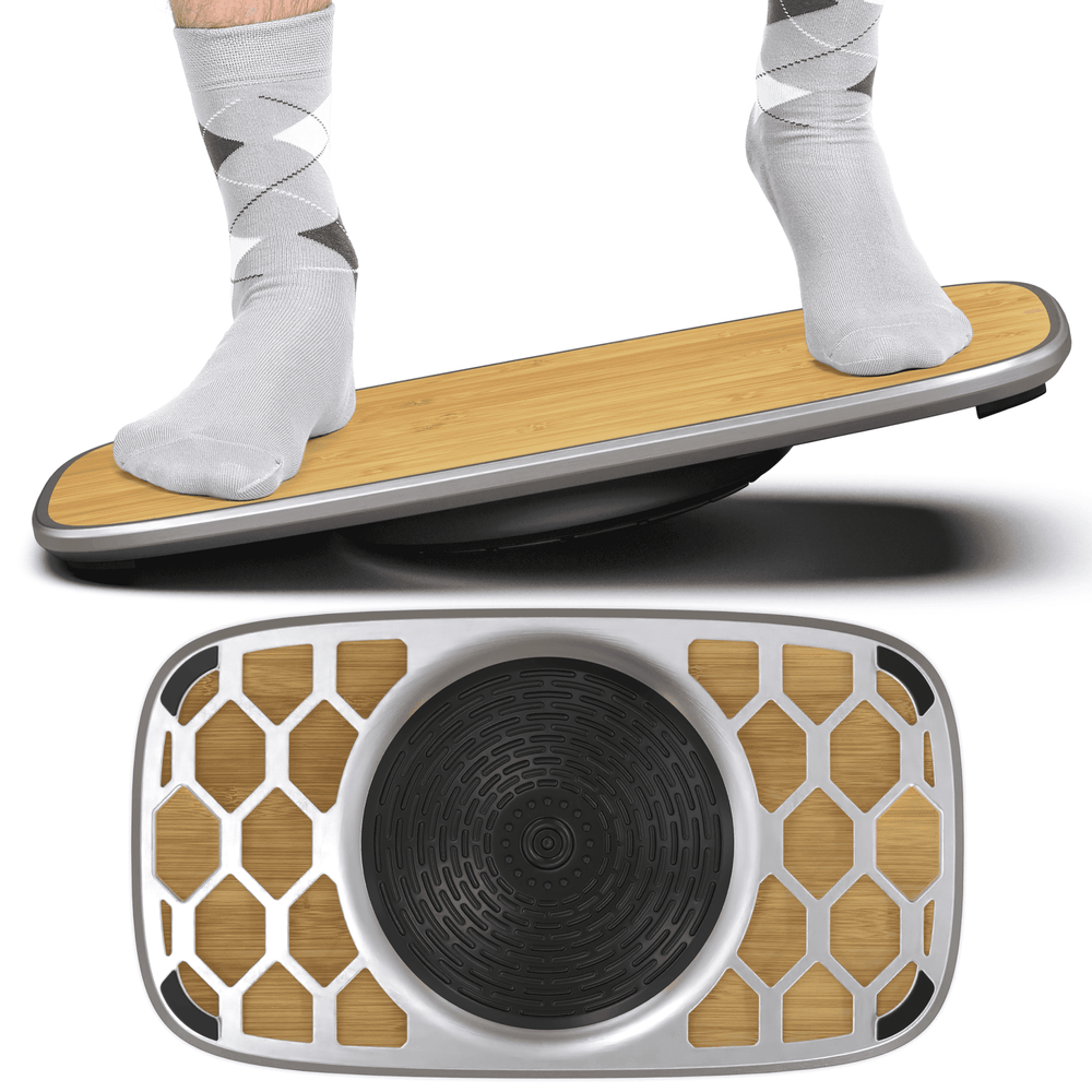Bamboo and Silver Active Standing Desk Balance Board - Homeroots - Flyclothing LLC