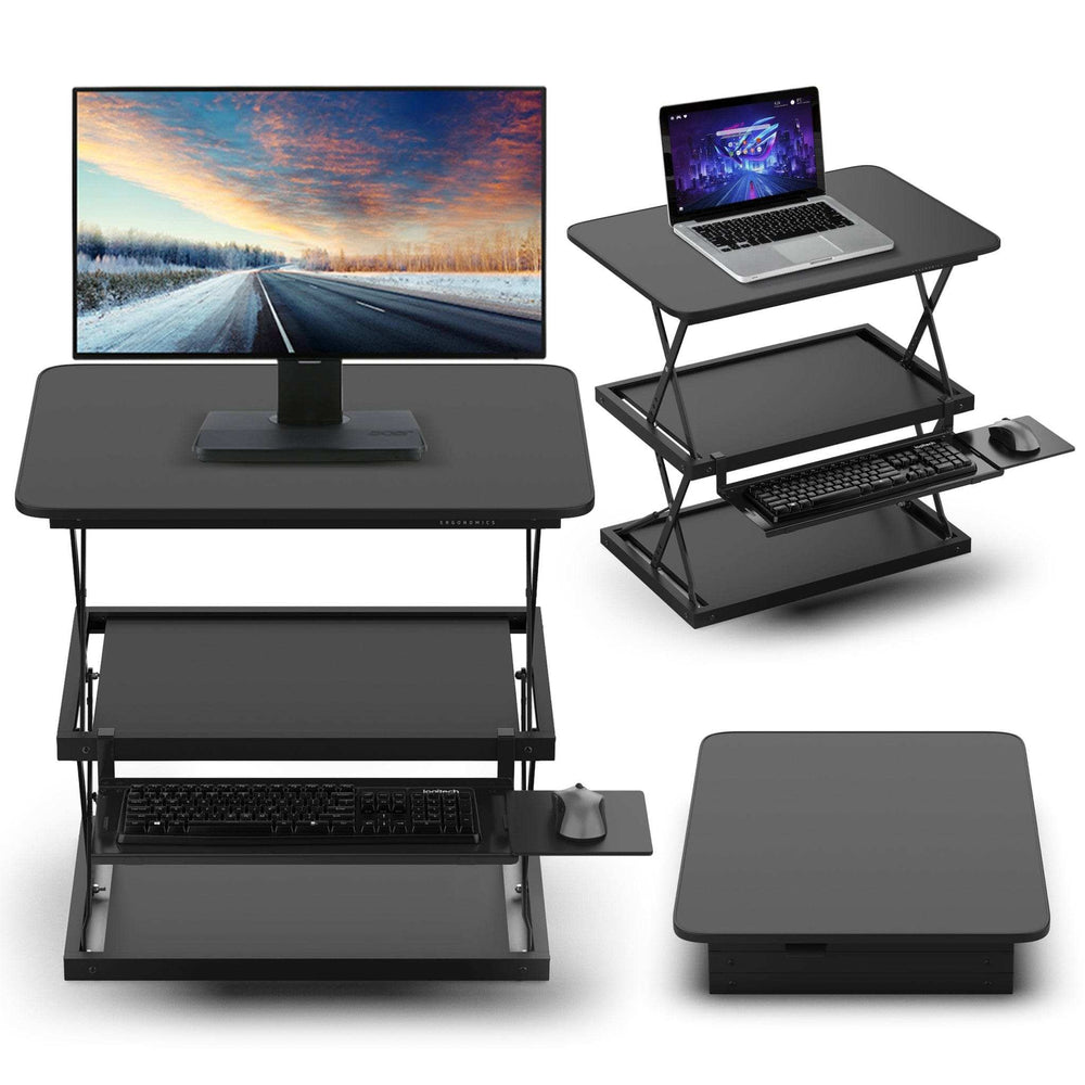 Black Adjustable Tall Standing Desk Converter and Riser - Homeroots - Flyclothing LLC