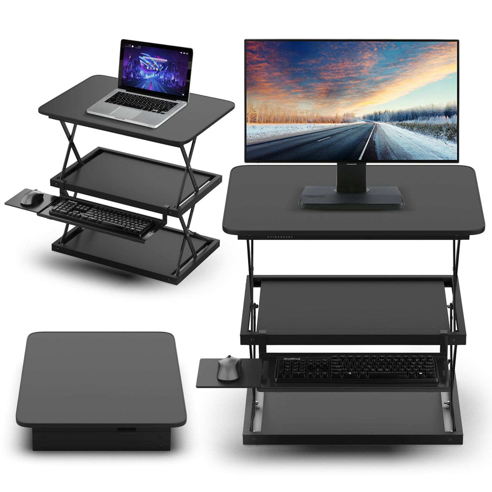 Black Adjustable Tall Standing Desk Converter and Riser - Homeroots - Flyclothing LLC