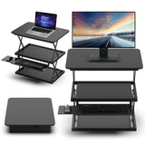 Black Adjustable Tall Standing Desk Converter and Riser - Homeroots - Flyclothing LLC