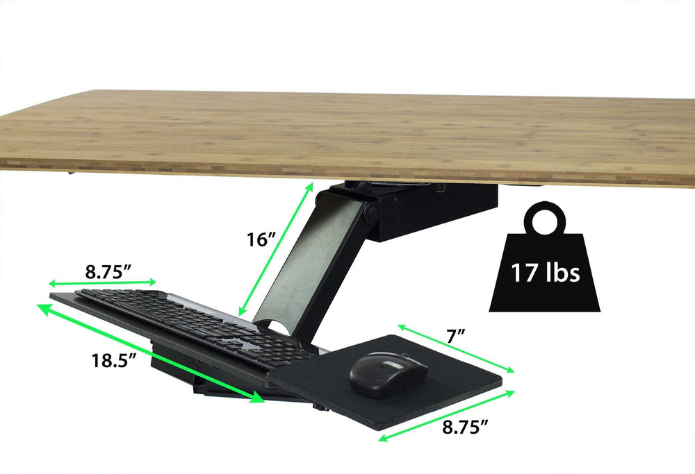Black Ergonomic Under Desk Pull Out Keyboard Sit or Stand Tray - Homeroots - Flyclothing LLC