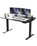 Black on Black Bamboo Dual Motor Electric Office Adjustable Computer Desk - Homeroots - Flyclothing LLC