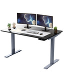 Gray Bamboo Dual Motor Electric Office Adjustable Computer Desk - Homeroots - Flyclothing LLC