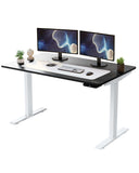 White and Black Bamboo Dual Motor Electric Office Adjustable Computer Desk - Homeroots - Flyclothing LLC