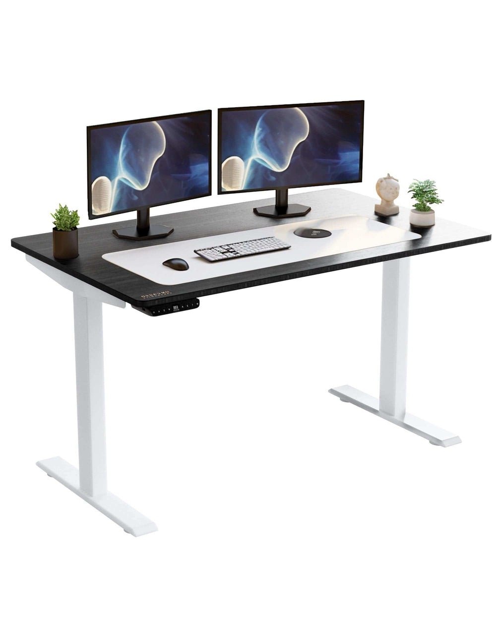 White and Black Bamboo Dual Motor Electric Office Adjustable Computer Desk - Homeroots - Flyclothing LLC