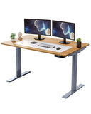 Gray and Natural Bamboo 45" Dual Motor Electric Office Adjustable Computer Desk - Homeroots - Flyclothing LLC