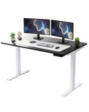 White and Black 52" Bamboo Dual Motor Electric Office Adjustable Computer Desk - Homeroots - Flyclothing LLC