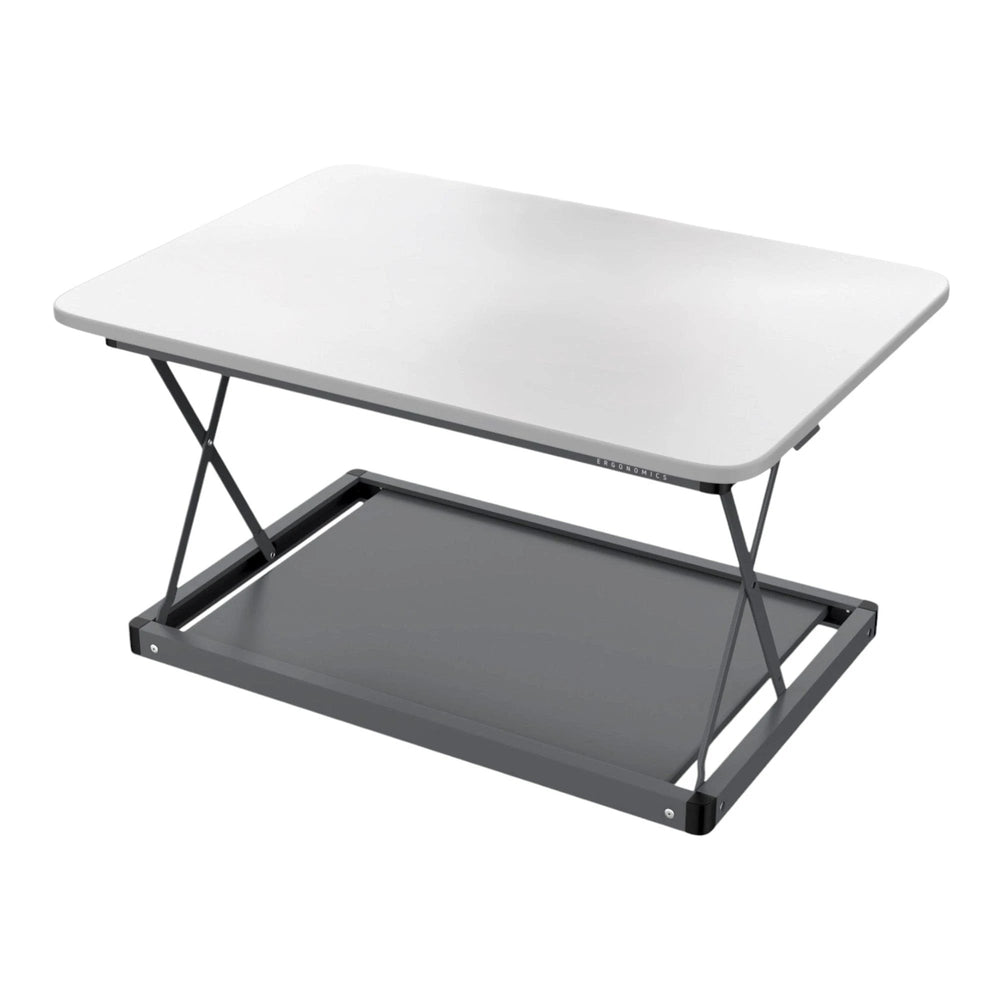 20" Adjustable White and Silver Stainless Steel Standing Desk Converter - Homeroots - Flyclothing LLC