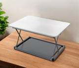 20" Adjustable White and Silver Stainless Steel Standing Desk Converter - Homeroots - Flyclothing LLC